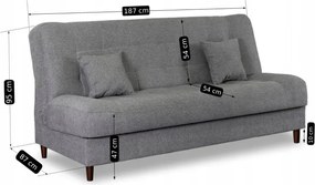 Sofa z Funkcją Spania NEPAL Wersalka Rozkładana Dwuosobowa Szara Nowoczesna do Salonu