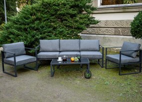 Elegancki zestaw mebli do ogrodu Marinel - sofa 3 osobowa + 2 fotele + stolik kawowy