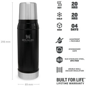 Czarny termos z kubkiem 750 ml – Stanley