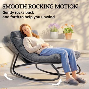 Outsunny Fotel bujany z szerokim siedziskiem z siatki i grubą poduszką, 101 x 66 x 63 cm, szary | Aosom PL