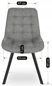 Krzesło Tapicerowane do Salonu RICK 2 Szare Nowoczesne Loft