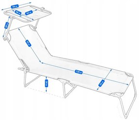 Czarny składany leżak z daszkiem - Hallor