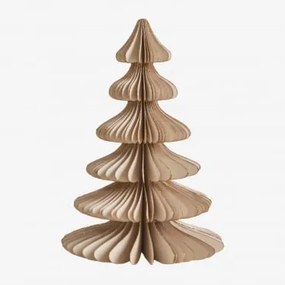 Choinka Z Papieru Navira Beżowy Len Ze Złotym Wykończeniem & ↑15 Cm - Sklum