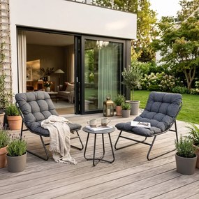 Zestaw Mebli Ogrodowych NIKEA Szary 2x Fotel Stolik Tarasowy Nowoczesny