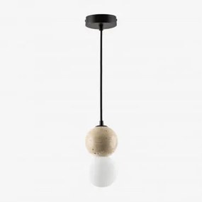 Lampa Sufitowa Ø10 Cm Z Trawertynu Z Kulą Szklaną Davise Czarna - Sklum