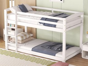 Łóżko piętrowe dziecięce 2 x 90 x 200 cm - sosna - barierki i drabinka - białe