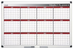 Planer, Tablica suchościeralno-magnetyczna do planowania rocznego, dni/miesiące, 900 x 600 mm