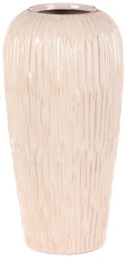 Waza ceramiczna zaokrąglona, biała-beżowa, 17 x 17x 34 cm, 34 cm