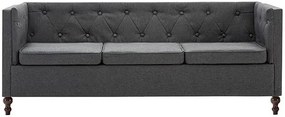 3-osobowa Sofa James 3Q w stylu Chesterfield - ciemnoszara