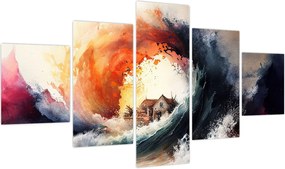 Obraz - W wirze powodzi, akwarela (125x70 cm)
