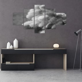 Obraz - trawa z króliczym ogonkiem na stole (125x70 cm)