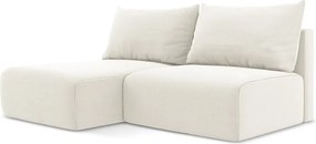 Kremowy aksamitny rozkładany/ze schowkiem narożnik (lewostronny/z szezlongiem) Kalena – Makamii