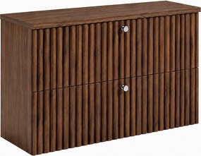 Szafka łazienkowa wisząca z blatem 80, dąb orzech + blat dąb orzech, uchwyty w trzech kolorach, 80 x 44,4 x 58,6 cm