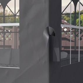 Outsunny Boczne ścianki do pawilonu, 4 panele boczne do pawilonu ogrodowego, z zamkiem błyskawicznym, pawilon 3 x 4 m, ciemnoszary