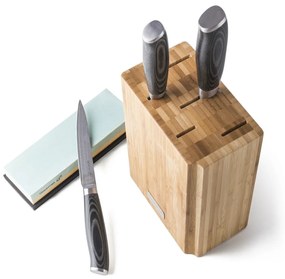 Zestaw noży G21 Gourmet Damascus w bambusowym bloku 3 szt. + kamień do ostrzenia