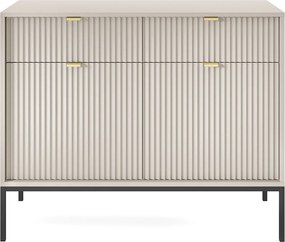 Komoda: 2 szuflady, 2 drzwi, kaszmir, czarny, 104 x 83 x 39 cm, złote uchwyty