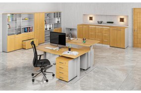 Szafa biurowa z drzwiami PRIMO GRAY, 2 półki, 1027 x 800 x 640 mm, szary/buk