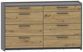 Minimalistyczna komoda z 8 szufladami dąb artisan + antracyt S7-L91