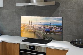 Szkło do Kuchni na Ścianę Rzeczna Panorama z Mostami