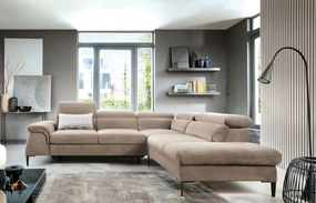 Beżowy narożnik w kształcie L z zagłówkami C0-M87