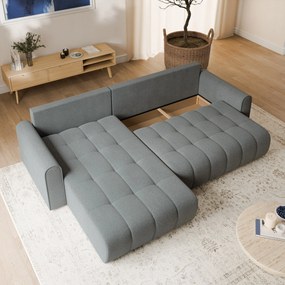 Masseno Narożnik FRIGA z funkcją spania i pojemnikiem na pościel Narozniki L, Rozkładana sofa - Szary, ARAGON 93