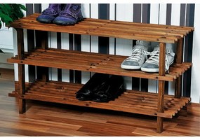 Kesper 69733 Stojak na buty z 3 półkami, ciemny, 77 x 40 x 26 cm