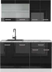 Kuchnia pojedyncza czarny wysoki połysk/biały 140x60x81.6 r-line