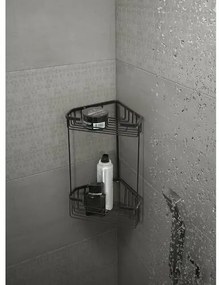 GEDY 2482-14 Smart dwupoziomowa półka narożna 20 x32,5 x 15,1 cm, czarna matowa