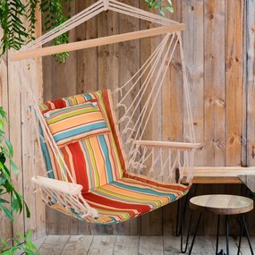 Outsunny Fotel Wiszący z Poduszką Komfortowy i Przenośny Idealny do Relaksu w Ogrodzie | Aosom PL