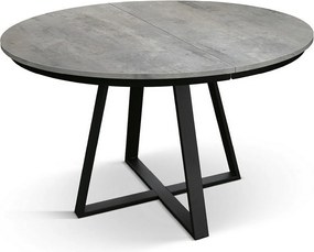 Drewniany okrągły stół w kolorze szarym cementowym, antracytowa podstawa, ⌀120 - PANTELLERIA