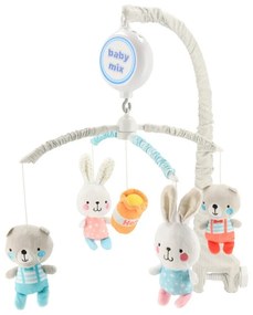 Baby Mix Elektroniczna karuzela nad łóżeczko zmelodiami Misie i króliki, śred. 35 cm