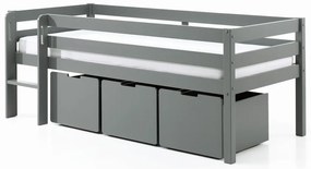 Szare podwyższone łóżko dziecięce Vipack Pino, 90x200 cm