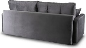 Sofa z Funkcją Spania SEUL Rozkładana Dwuosobowa Welurowa Szara Glamour