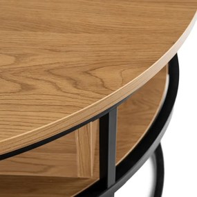 Stolik Kawowy ASTUR 80 cm z Podnoszonym Blatem Dąb/Czarny Loft