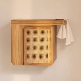 Zestaw Mebli Łazienkowych Wiszących Na Ścianie Z Drewna Tekowego Georgy Drewno Tekowe & Without Sink & Bezlusterkowiec & Bez Kranu - Sklum