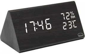 Zegar budzik elektroniczny led drewniany stojący - data termometr higrometr