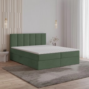Masseno Łóżko kontynentalne MERIL z pojemnikiem na pościel 140x200 cm - Zielony, SORO 72