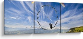 Obraz - Paralotniarstwo (z zegarem) (90x30 cm)