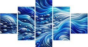 Obraz – Ryby w falach (125x70 cm)