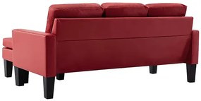 3-osobowa sofa z ekoskóry z podnóżkiem winna czerwień - Lencor 4Q