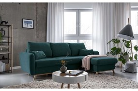 Turkusowy narożnik rozkładany Miuform Scandic Lagom, prawostronny