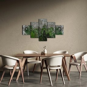 Obraz - Betonowa ściana z roślinami (125x70 cm)