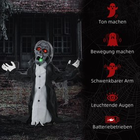HOMCOM Dekoracja Halloween, Szkielet/Zombi, ruchomy, sensor ruchu, LEDy i dźwięki, 75 cm
