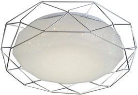 Plafon do nowoczesnej sypialni z metalowym pierścieniem chrom - K069-Jupito