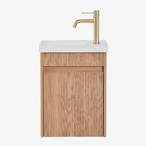 Zestaw Wiszących Mebli Łazienkowych Zintegrowany Z Umywalką Narek Popielaty Brąz & Bezlusterkowiec & - Sklum