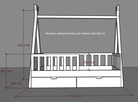 Drewniane łóżko dziecięce tipi Marulla 131G