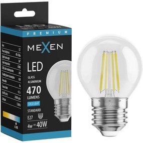 Mexen Vintis żarówka filament LED E27, G45, 4W, Zimna - 6500K, 470 lm, clear - L156-E27-0465-00