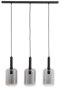 Czarna lampa sufitowa z szklanym kloszem 100x22 cm Lekar – Light &amp; Living