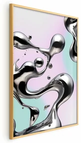 Plakat Metaliczne Płynności 21x30 cm z ramą złotą bez marginesu ARTGEIST B