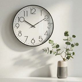 Zegar ścienny z czarną ramą, Ø 50 cm